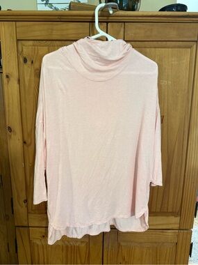 Relaxed Light Pink Draped Neck Tunic Top